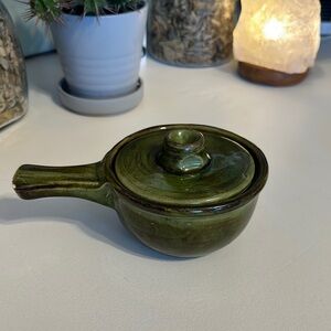 vintage Beauceware Laurentian onion soup bowl, Canadian pottery Green Ceramic